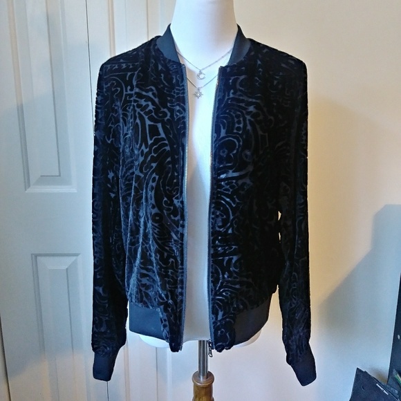 ADORE boutique velour burn out swirl zip up - Picture 2 of 6